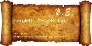 Metykó Erzsébet névjegykártya